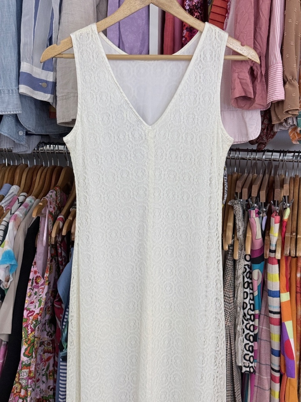 Dawn Joy Allover Lace Maxi Dress Ivory White - Picture 8 of 11